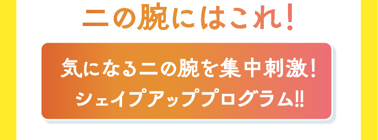 二の腕にはこれ。気になる二の腕を集中刺激 シェイプアッププログラム