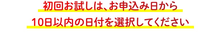 初回お試しは、お申込み日から10日以内の日付を選択してください