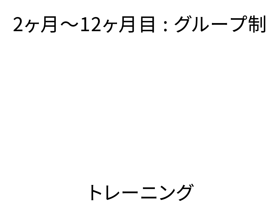 2ヶ月〜12ヶ月目:グループ制 アドバンス 1回45分×月何回でも参加可能 予約制トレーニング
